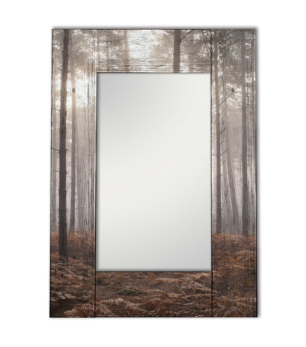  Настенное зеркало Лесной туман в раме из массива сосны 75х110