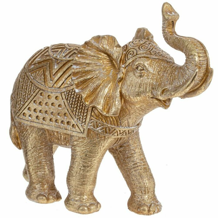Фигурка декоративная Слон на удачу золотого цвета - купить Фигуры и статуэтки по цене 2890.0