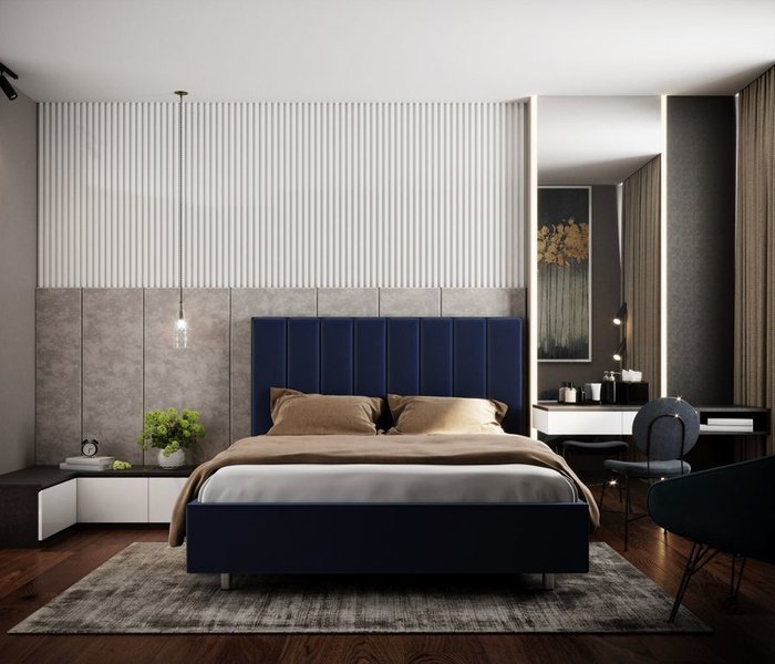 Кровать Параллель 160х200 тёмно-бирюзового цвета - лучшие Кровати для спальни в INMYROOM