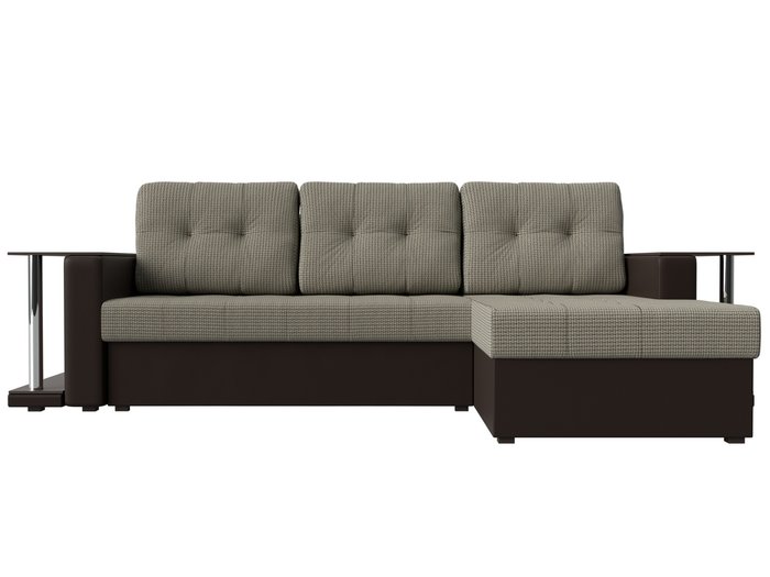 Угловой диван-кровать Даллас светло-коричневого цвета (ткань\экокожа) - купить Угловые диваны по цене 40590.0