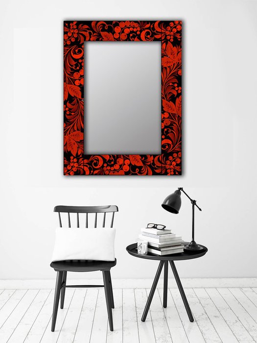 Настенное зеркало Калина в раме из массива сосны 75х110 - купить Настенные зеркала по цене 12490.0