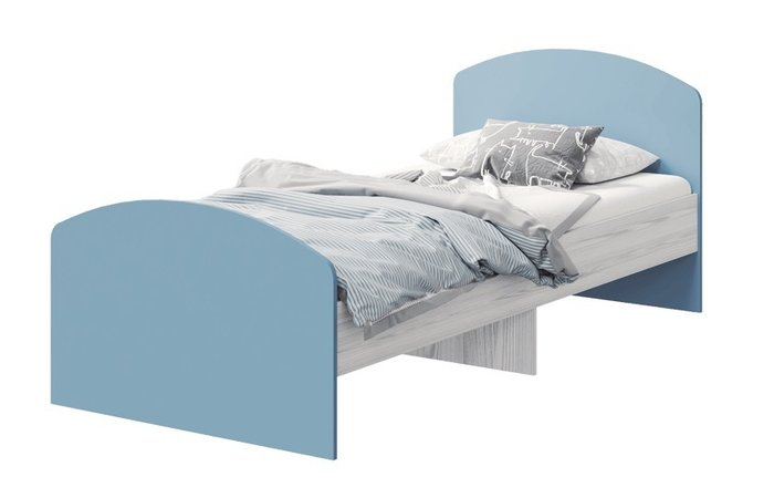 Кровать Стич 90х200 серо-голубого цвета