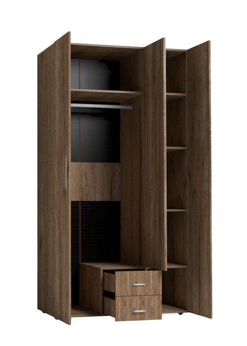 Шкаф для одежды и белья Монако с зеркалом коричневого цвета - купить Шкафы распашные по цене 24775.0