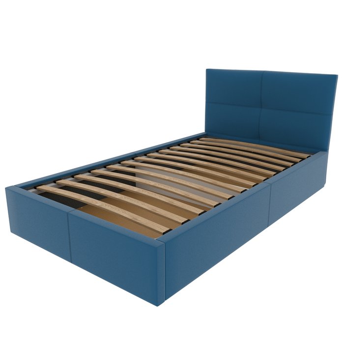 Кровать с мягким изголовьем и подъемным механизмом Меркурий 90х200 синего цвета - купить Кровати для спальни по цене 17760.0