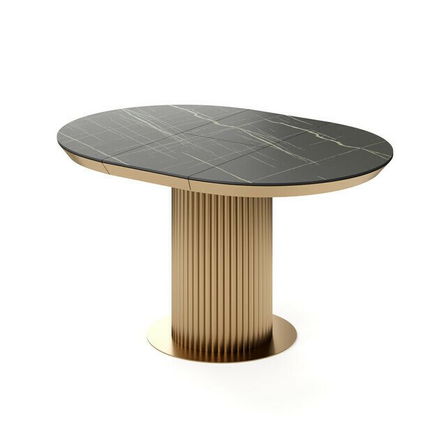 Раздвижной обеденный стол Фрах M черно-золотого цвета - купить Обеденные столы по цене 170940.0