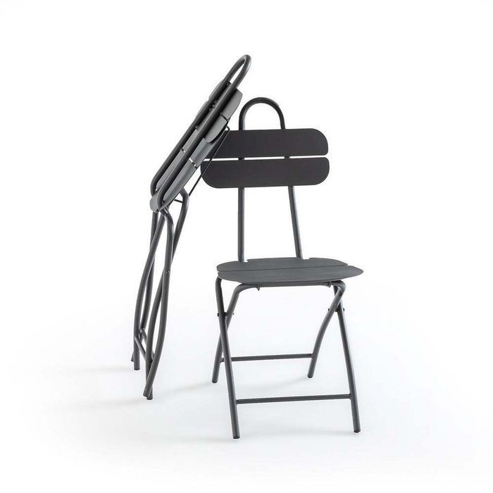 Комплект из двух садовых стульев из металла Cléa серого цвета - лучшие Садовые стулья в INMYROOM