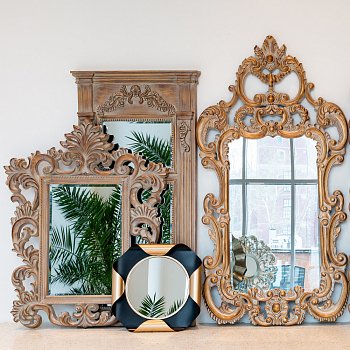 Настенное зеркало Орсини с фрагментарной золотой патиной - лучшие Настенные зеркала в INMYROOM