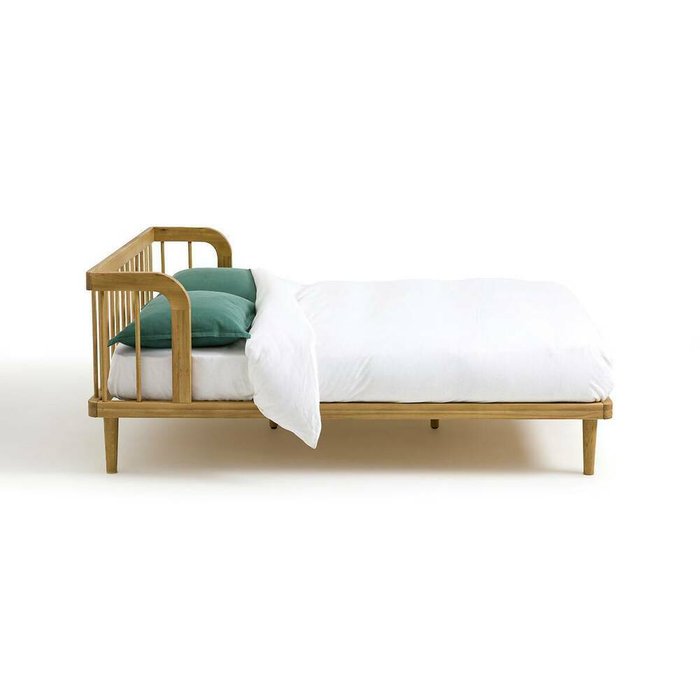 Кровать с кроватным основанием из массива дуба Matea 160x200 коричневого цвета - лучшие Кровати для спальни в INMYROOM