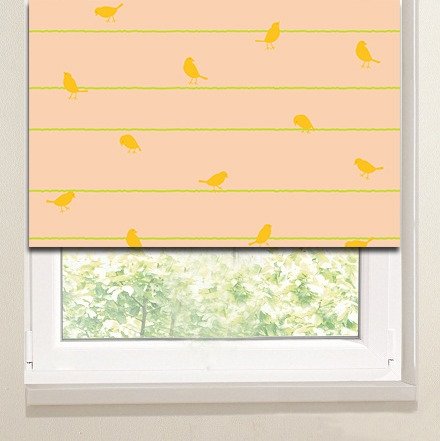 Рулонные шторы в гостиную: Птицы на ветвях