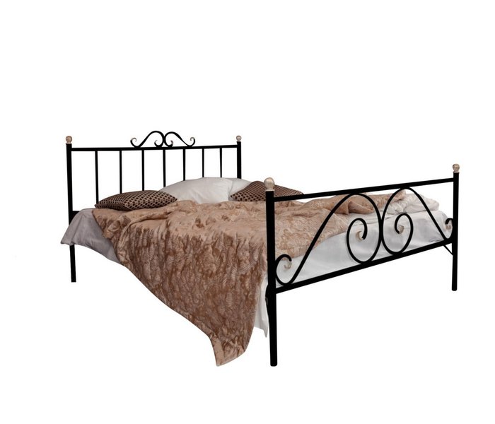 Кованая кровать Оливия 180х200 черного цвета - купить Кровати для спальни по цене 32990.0