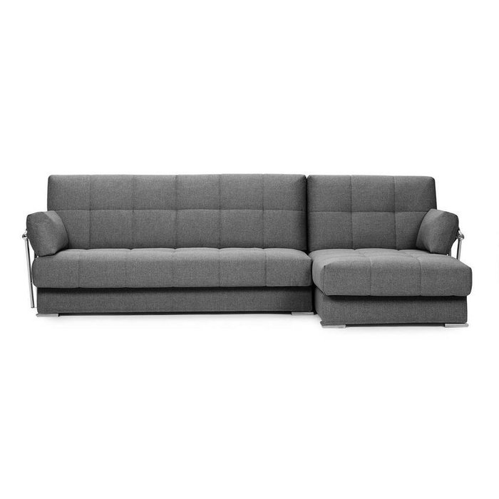 Угловой диван-кровать Дудинка в рогожке серого цвета