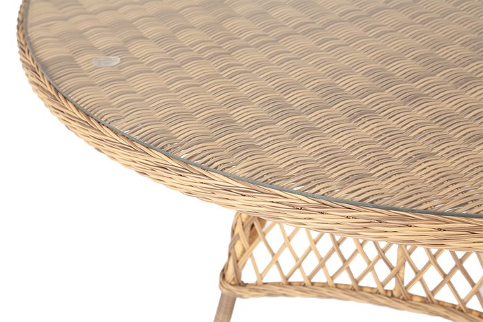 Плетенный стол Эспрессо D150 соломенного цвета - лучшие Садовые столы в INMYROOM