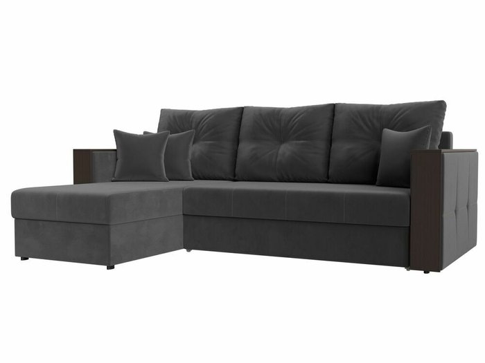 Угловой диван-кровать Валенсия серого цвета левый угол