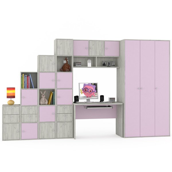 Комплект детской мебели Тетрис лавандового цвета