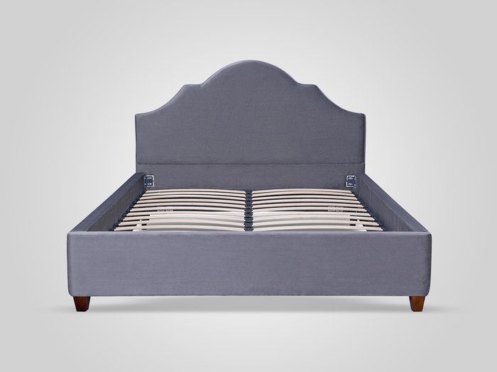 Кровать с обивкой из велюра серого цвета 140X200