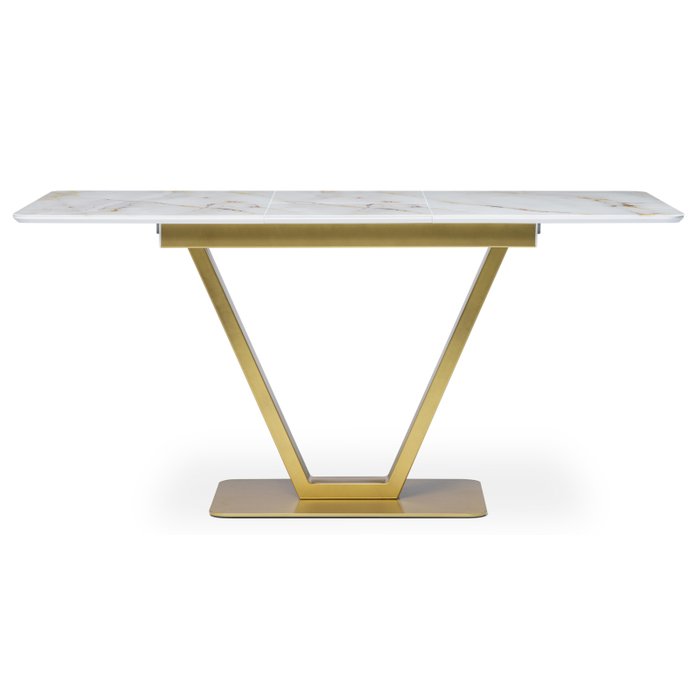 Раздвижной обеденный стол Бугун бело-золотого цвета - лучшие Обеденные столы в INMYROOM