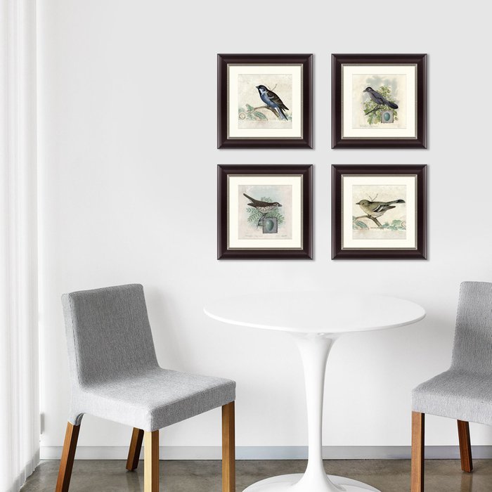 Набор из четырех репродукций картин Птицы, винтажная почтовая открытка 