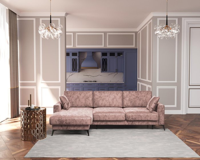 Диван-кровать угловой левый Наоми розового цвета - лучшие Угловые диваны в INMYROOM