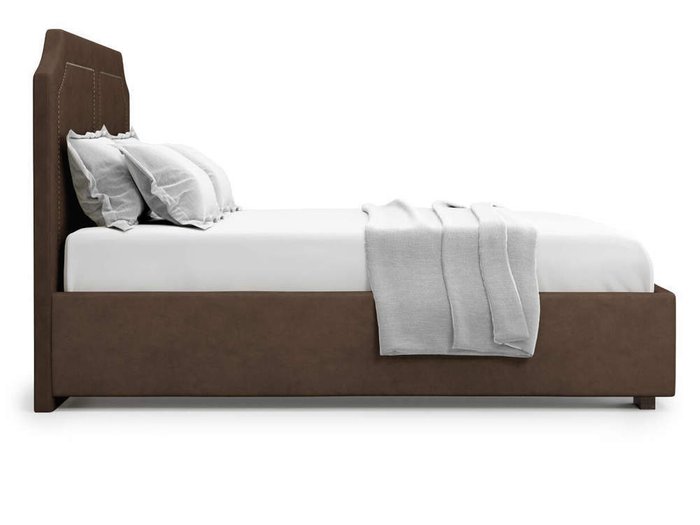 Кровать Lago без подъемного механизма 160х200 шоколадного цвета - лучшие Кровати для спальни в INMYROOM