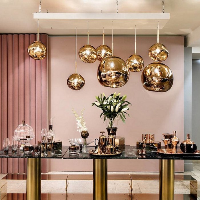 Светильник подвесной Melt Gold D38 в стиле Tom Dixon - купить Подвесные люстры по цене 16299 Светильник подвесной Melt Gold D38 в стиле Tom Dixon - купить Подвесные люстры по цене 16299