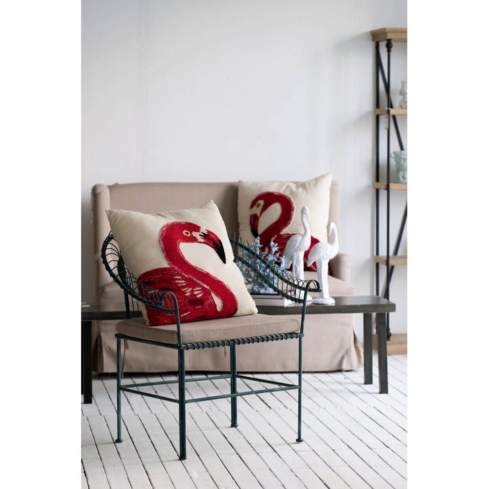 Набор из двух подушек Фламинго красного цвета - купить Декоративные подушки по цене 18350.0
