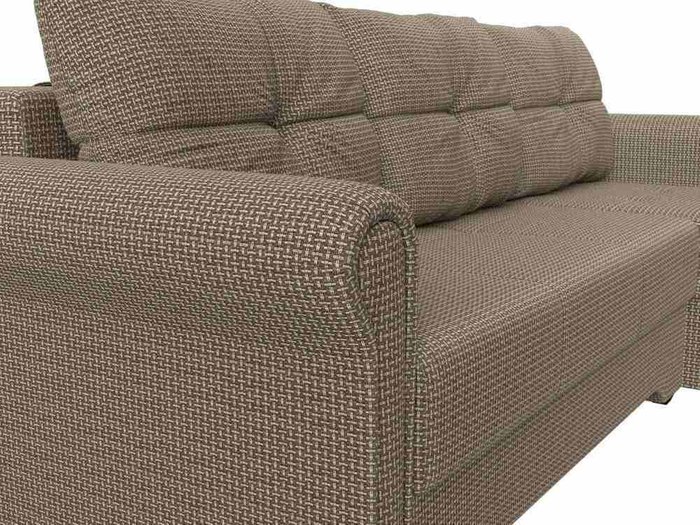 Угловой диван-кровать Леон коричнево-бежевого цвета правый угол - лучшие Угловые диваны в INMYROOM