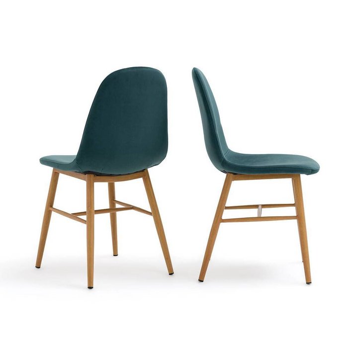 Комплект из двух стульев с обивкой из велюра Polina зеленого цвета - купить Обеденные стулья по цене 21179.0