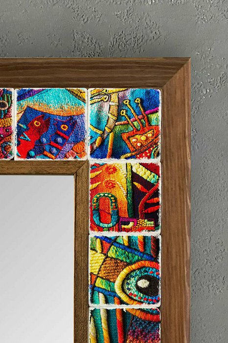 Настенное зеркало 33x33 с мозаикой из натурального камня  - лучшие Настенные зеркала в INMYROOM