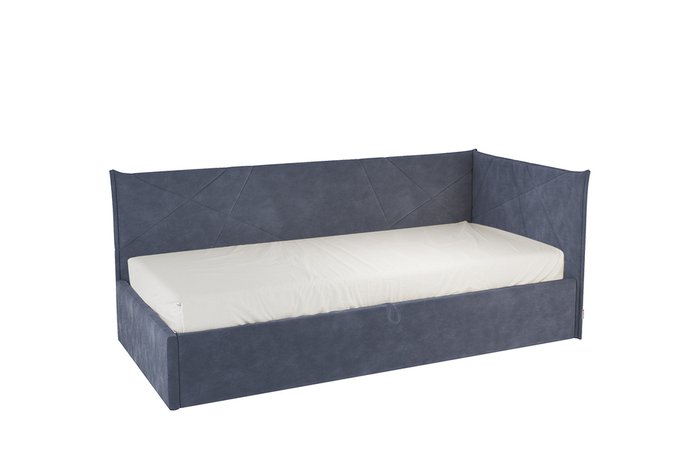 Кровать Квест 90х200 синего цвета с подъемным механизмом 