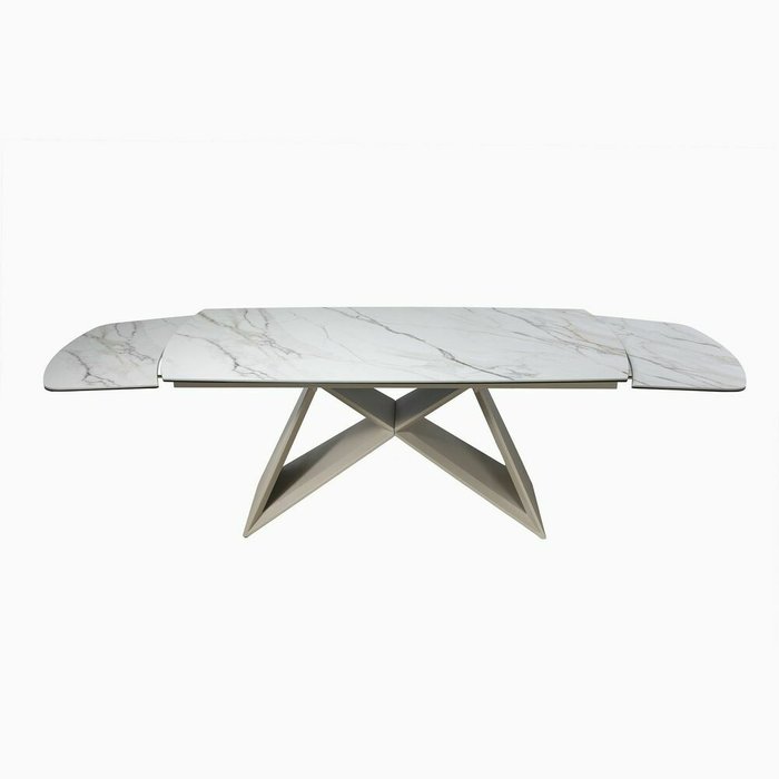 Раздвижной обеденный стол Монблан бежево-белого цвета - купить Обеденные столы по цене 59990.0
