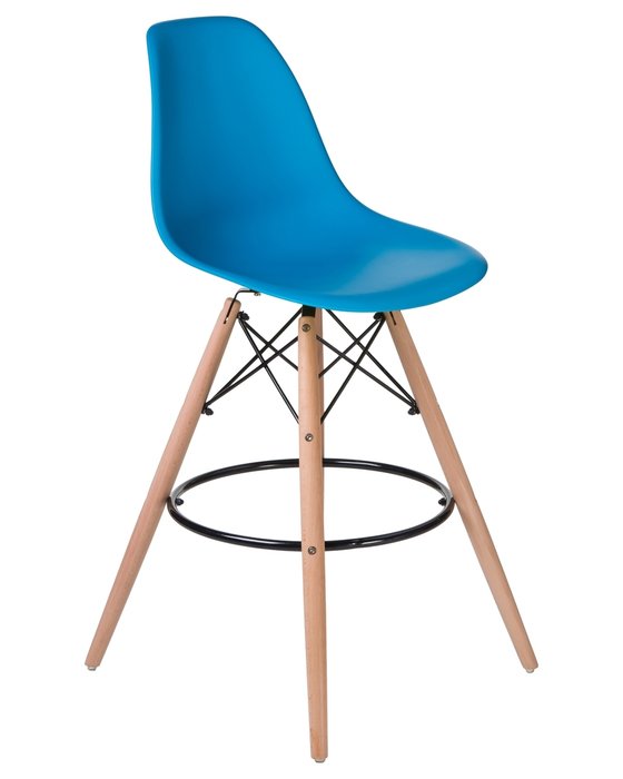 Стул барный голубого цвета на деревянных ножках - купить Барные стулья по цене 4990.0