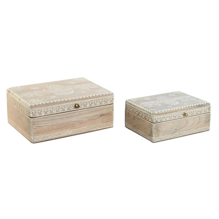 Шкатулка 25,5 x 20 x 10,5 cm Натуральный Древесина манго (2 штук)
