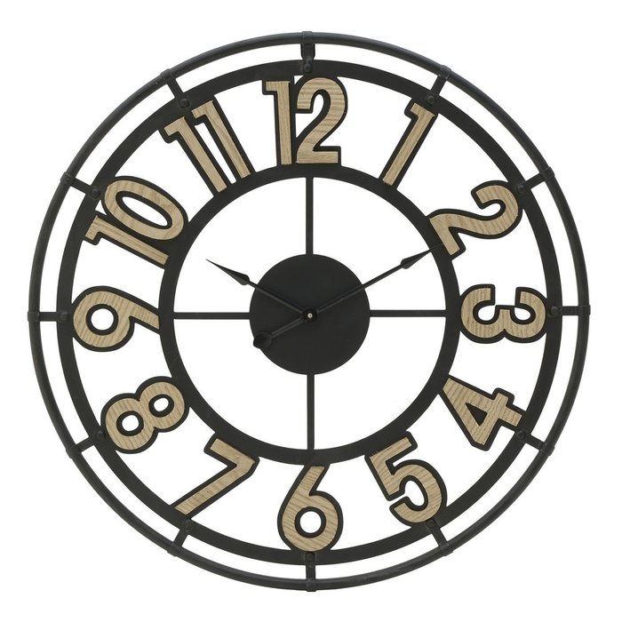 Часы настенные с кварцевым механизмом черно-коричневого цвета