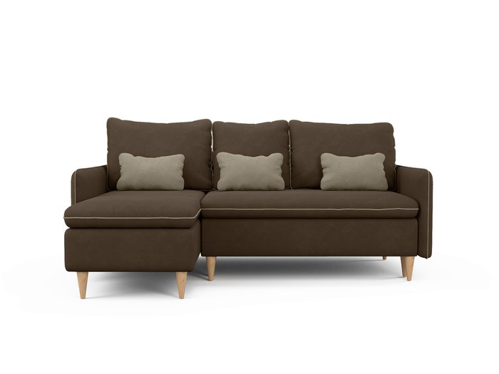 Угловой диван-кровать левый Ron темно-коричневого цвета