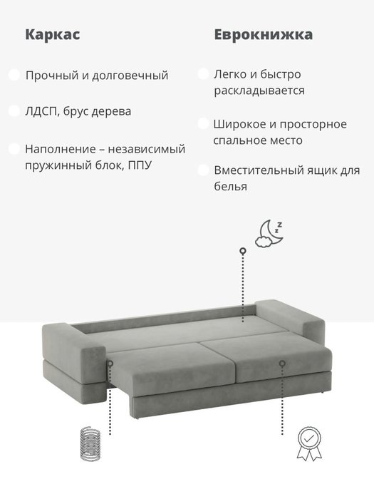 Диван-кровать Даллас серого цвета - лучшие Прямые диваны в INMYROOM