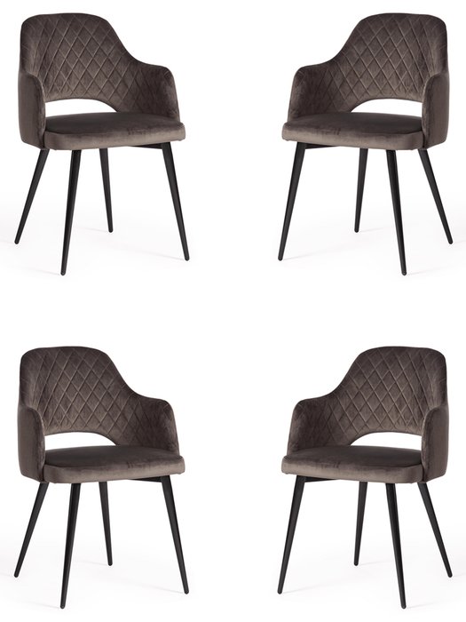 Набор из четырех стульев Valkyria темно-серого цвета