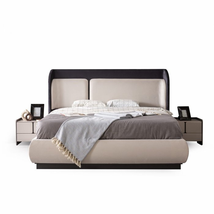 Кровать Милан 160х200 светло-бежевого цвета без подъемного механизма - купить Кровати для спальни по цене 87500.0