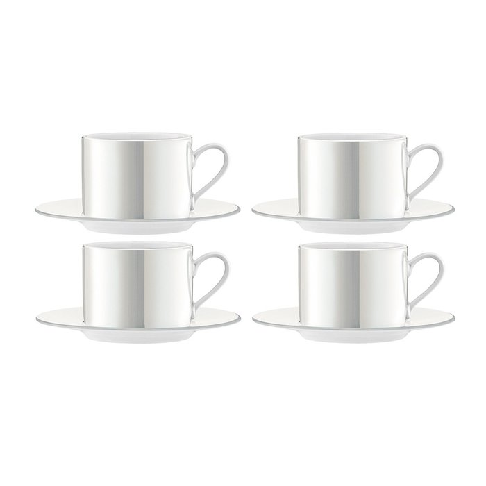Набор из четырех чашек с блюдцем pearl 250 мл белый перламутр - купить Для чая и кофе по цене 9900.0