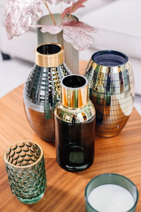 Декоративная ваза M из стекла с золотым напылением - купить Вазы  по цене 1508.0