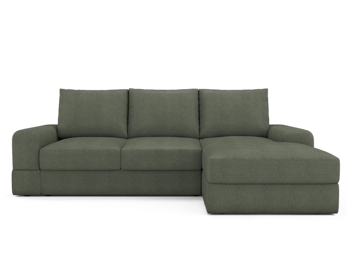 Угловой диван-кровать Elke правый серо-зеленого цвета