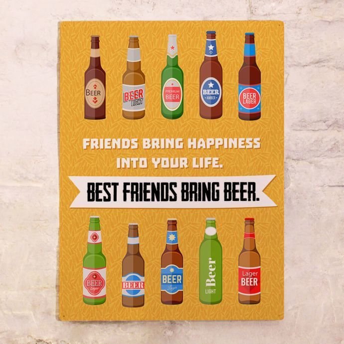 Металлический плакат Лучшие друзья приносят пиво