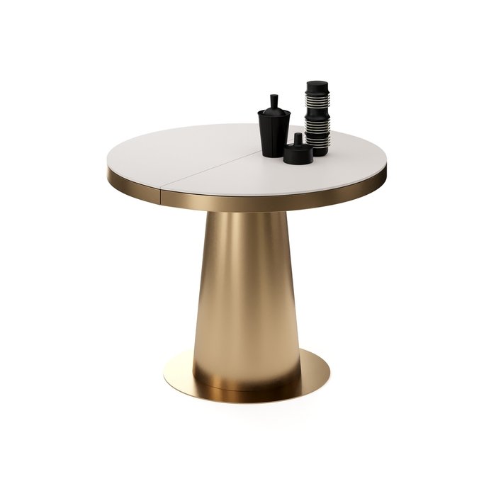 Раздвижной обеденный стол Мирах бело-золотого цвета - купить Обеденные столы по цене 152460.0