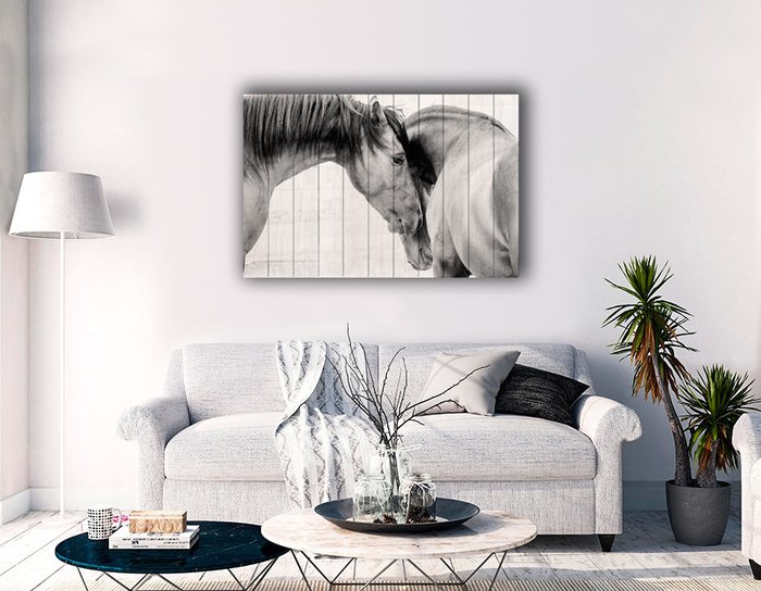 Картина на дереве Две лошади 40х60 см - купить Картины по цене 6990.0