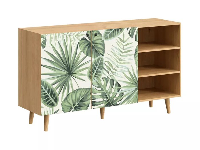 Комод Frida с принтом Monstera на деревянных ножках - купить Комоды по цене 41782.0