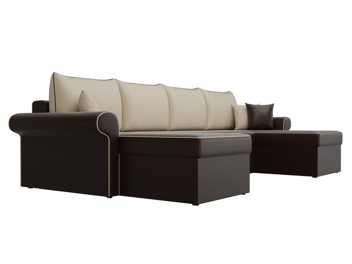 Угловой диван-кровать Милфорд бежево-коричневого цвета (экокожа) - лучшие Угловые диваны в INMYROOM