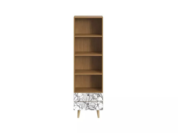 Книжный шкаф Frida с принтом Cotton и деревянными ножками - купить Книжные шкафы по цене 27900.0