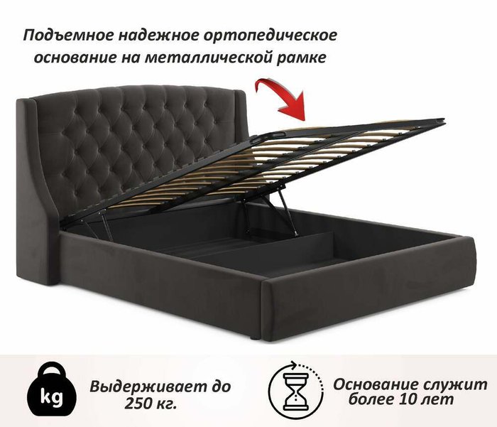 Кровать Stefani 160х200 темно-коричневого цвета с подъемным механизмом - лучшие Кровати для спальни в INMYROOM