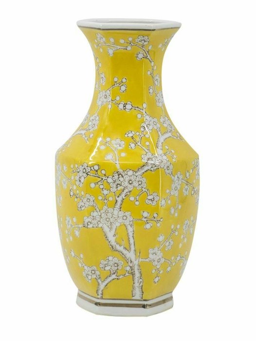 Фарфоровая ваза желто-белого цвета - купить Вазы  по цене 9020.0