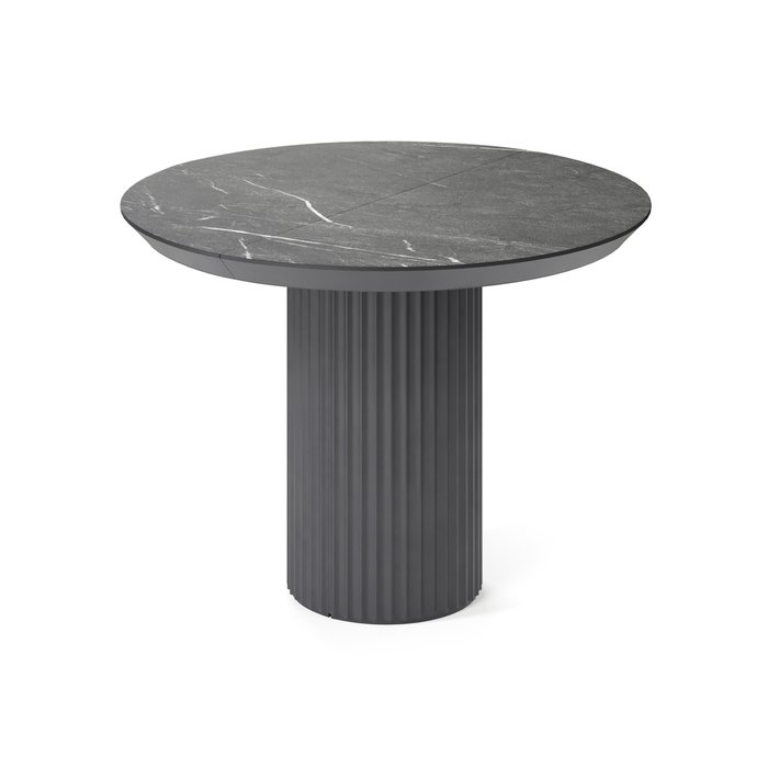 Обеденный стол раздвижной Нави с черной столешницей под мрамор