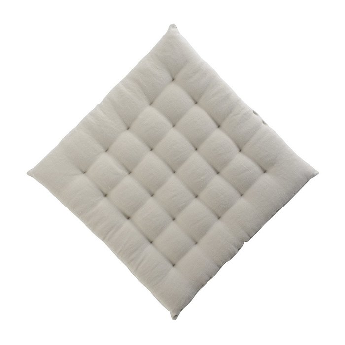 Декоративная подушка на стул из умягченного льна бежевого цвета